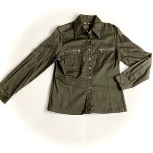 Button Front Olive Green Shirt